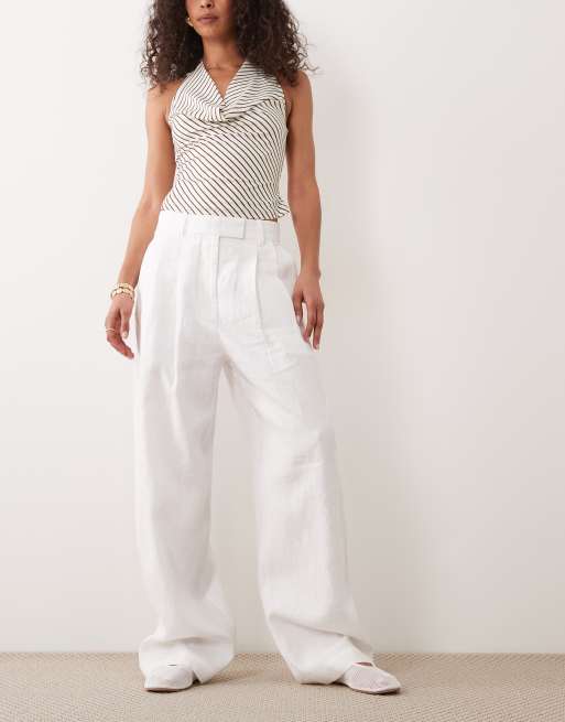 ARKET linen tailored trousers in white, 2 of 5