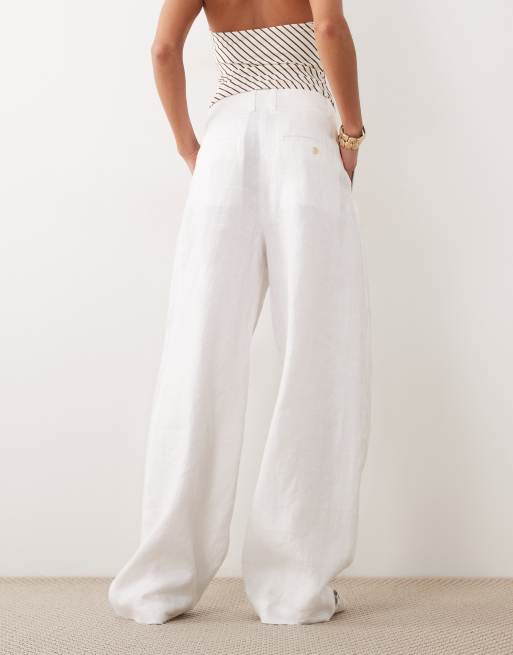 ARKET linen tailored trousers in white, 5 of 5