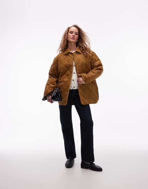 ARKET – Ljusbrun, quiltad manchesterjacka med kontrastkrage - view 1