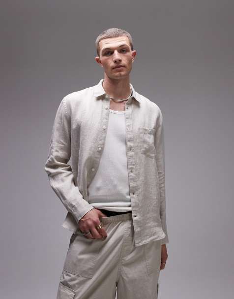 ARKET regular fit linen shirt in beige