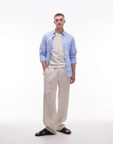 ARKET – Locker geschnittene Hose aus Leinen in Beige mit Kordelzug - view 1