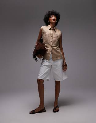 ARKET - Locker geschnittene Shorts aus Denim-Twill in Weiß mit mittelhohem Bund und fünf Taschen