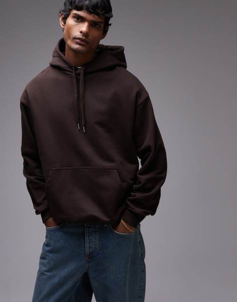 ARKET – Locker geschnittener Kapuzenpullover aus Terry-Stoff in Dunkelbraun - view 1