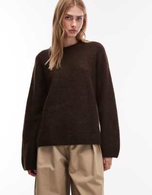 ARKET - Locker geschnittener Pullover aus superweichem Alpaka-Wollmix in Dunkelbraun-Brown