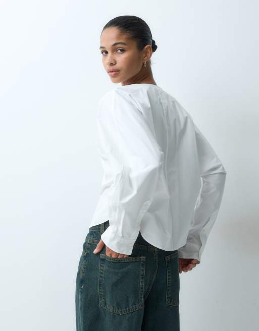 ARKET long sleeve blouse in white, 3 of 4