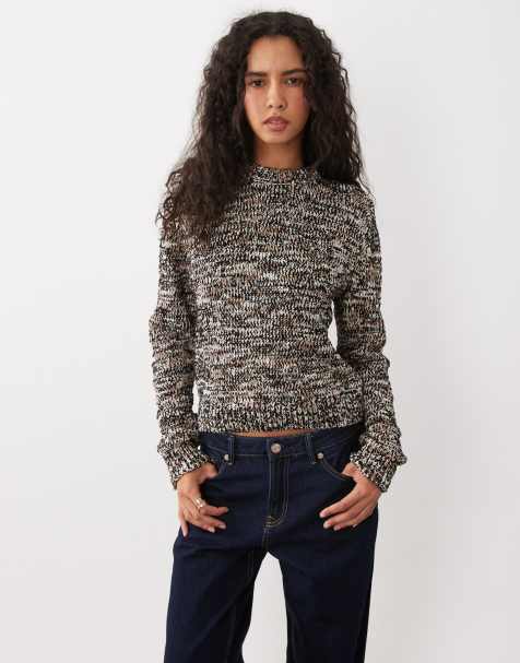 ARKET long sleeve knitted jumper in black and white - view 1
