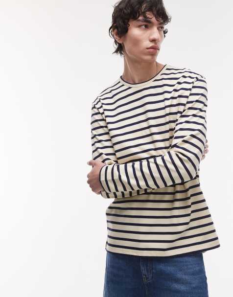 ARKET long sleeve t-shirt in blue and white stripes - view 1