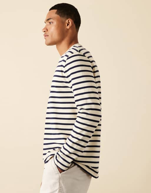 ARKET long sleeve T-shirt in blue and white stripes, 3 of 5