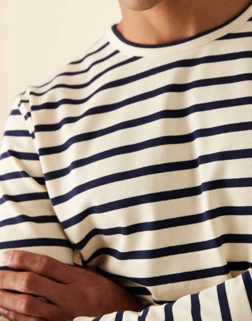 ARKET long sleeve T-shirt in blue and white stripes, 4 of 5