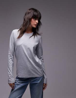 Arket long sleeve t-shirt in grey melange