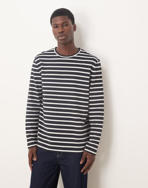 ARKET long sleeve t-shirt in navy and white stripes - view 1
