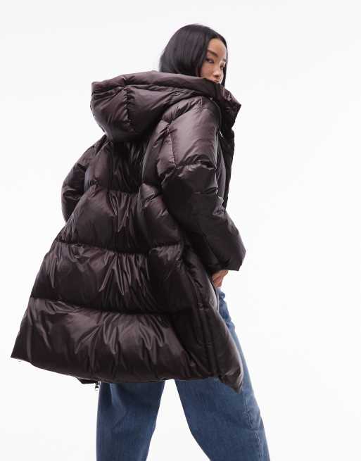 ARKET – Longline-Puffermantel in Dunkelbraun mit Daunenfüllung und Kapuze, 4 von 4