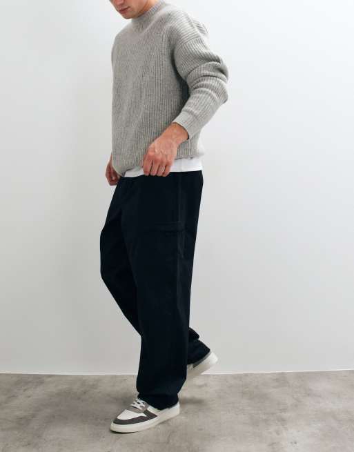 ARKET loose fit cargo pants in navy, 3 of 5