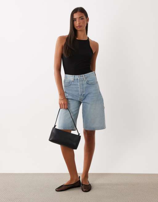 ARKET loose fit denim shorts in lightwash blue, 2 of 5