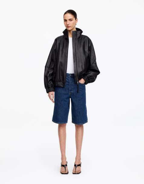 ARKET loose fit denim shorts in midwash blue - view 1