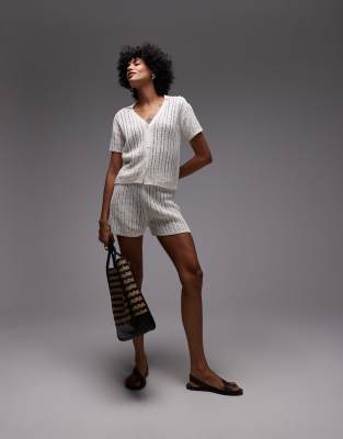 Arket Loose Fit Paper Knit Short Sleeve Beach Button Up Shirt