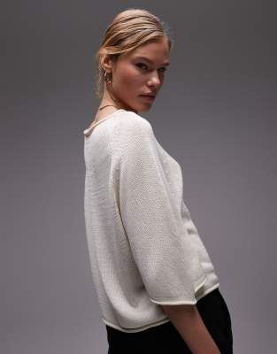Shop Arket Loose Knit Sweater With 3/4 Sleeves