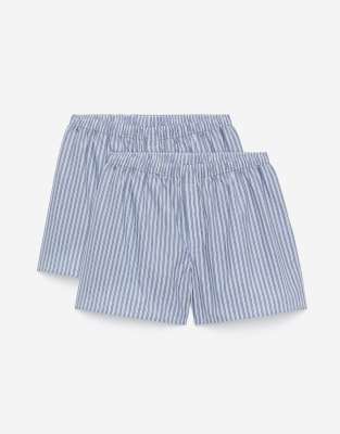 ARKET - Lot de 2 shorts unisexes en coton pur à carreaux - Bleu et blanc