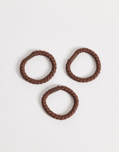 ARKET - Lot de 3 élastiques à cheveux tressés - Marron foncé - view 1