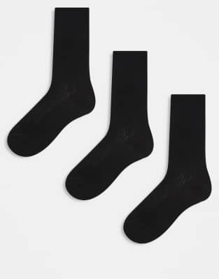 ARKET - Lot de 3 paires de chaussettes côtelées en coton - Noir