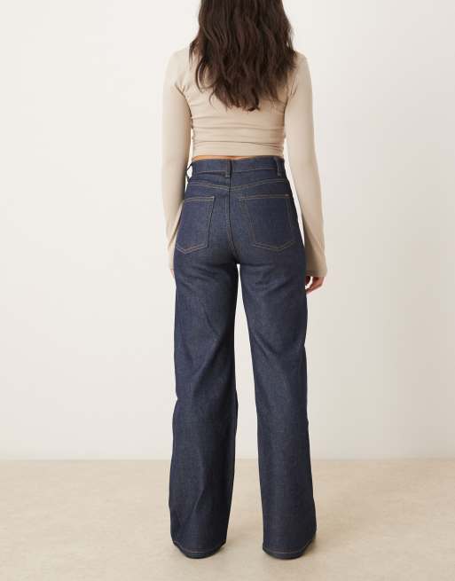 ARKET Lupine high rise wide leg jeans in darkwash indigo blue rinse, 3 of 5