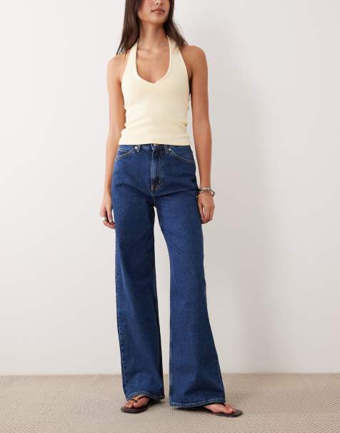 ARKET Lupine high rise wide leg jeans in mid wash blue