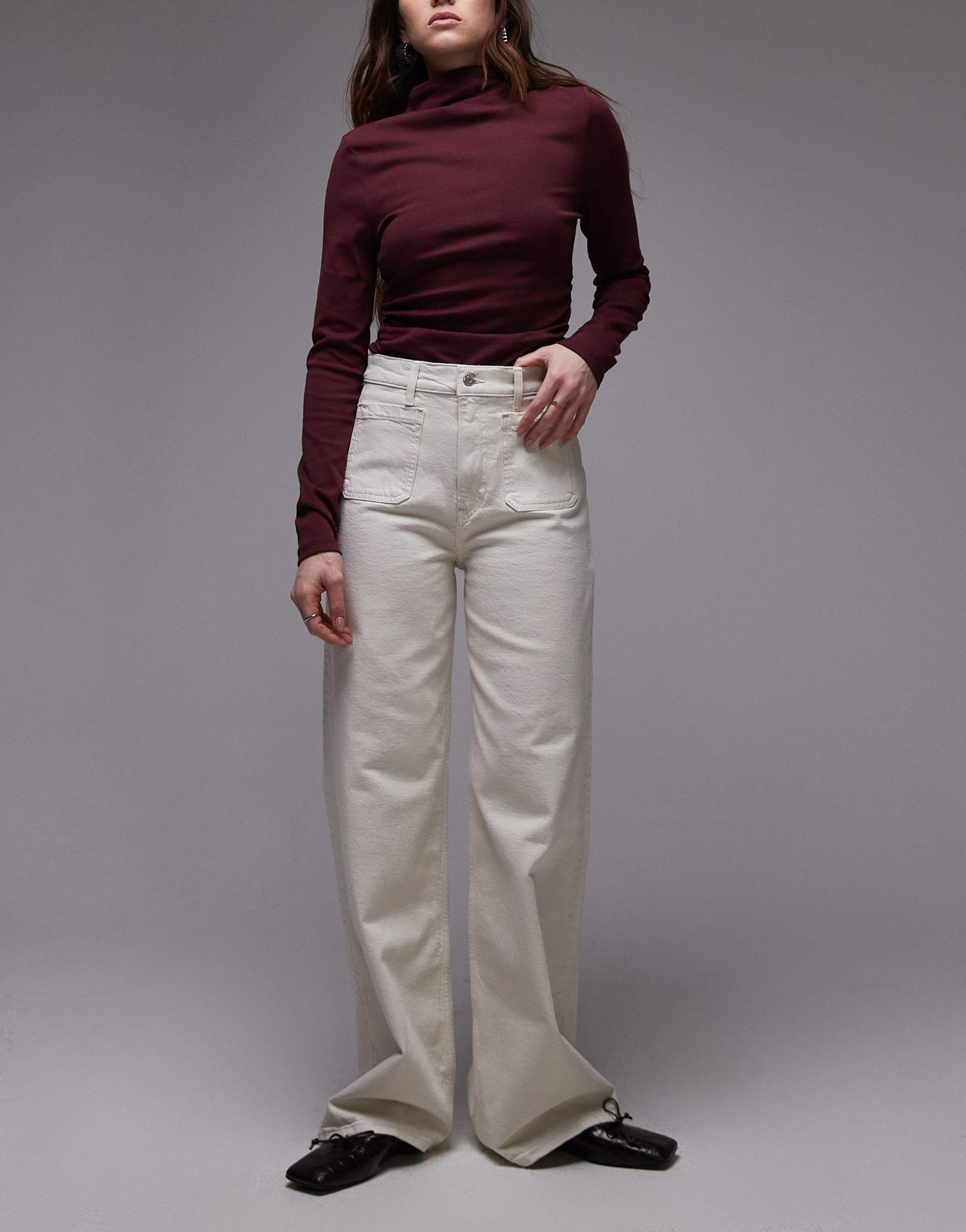 arket lupine high rise wide leg jeans in winter white