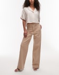 [Arket] ARKET Lupine high rise wide leg jeans with front patch pockets in washed beige-Neutral 38 Washed beige