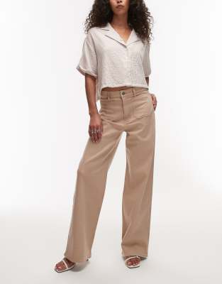 ARKET - Lupine - Jeans in verwaschenem Beige mit hohem Bund, weitem Bein und aufgesetzten Taschen vorne-Neutral