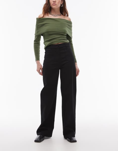 ARKET - Lupine - Jeans van stretchkatoen met wijde pijpen en hoge taille in zwart - view 1