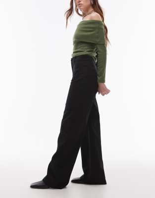 Arket Lupine Stretch Cotton High Rise Wide Leg Jeans In Black