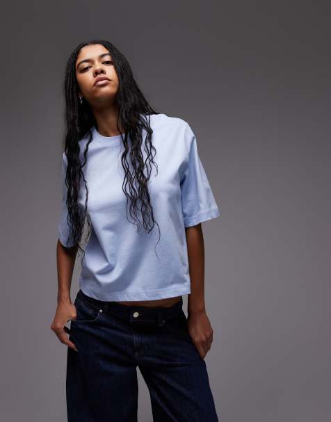 ARKET - Lyseblå og kraftig T-shirt med firkantet pasform - view 1