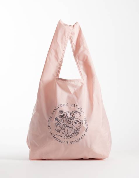 ARKET - Lyserød tote-taske med 'Café'-print - view 1