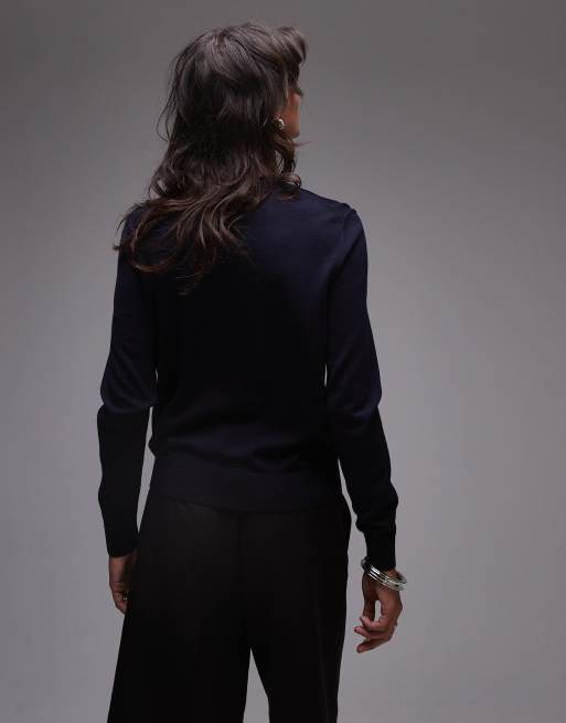 ARKET - Maglione blu navy in maglia sottile di lana merino, 2 di 4