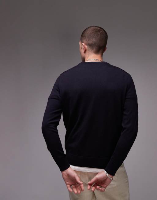 Arket - Maglione girocollo blu scuro in lana merino, 4 di 4