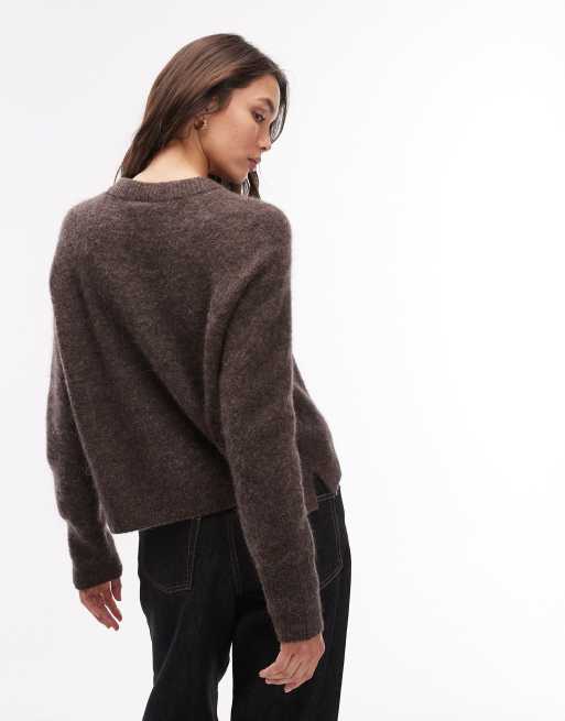 ARKET - Maglione girocollo in misto lana di alpaca marrone cioccolato, 3 di 4