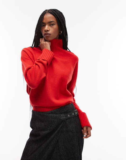 ARKET - Maglione in lana con collo alto e polsini lunghi rosso - view 1