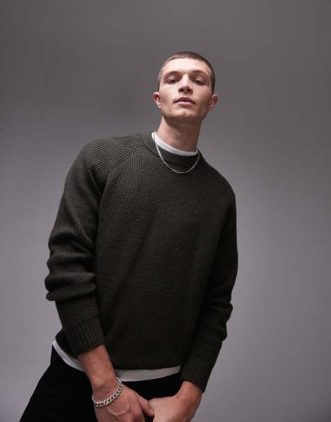 ARKET - Maglione in maglia a coste testurizzato verde kaki con maniche raglan - view 1