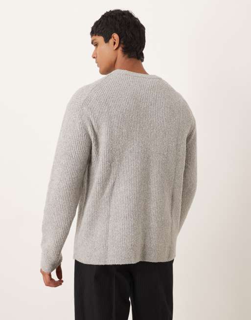 ARKET - Maglione lavorato grigio mélange a coste ampie, 3 di 5