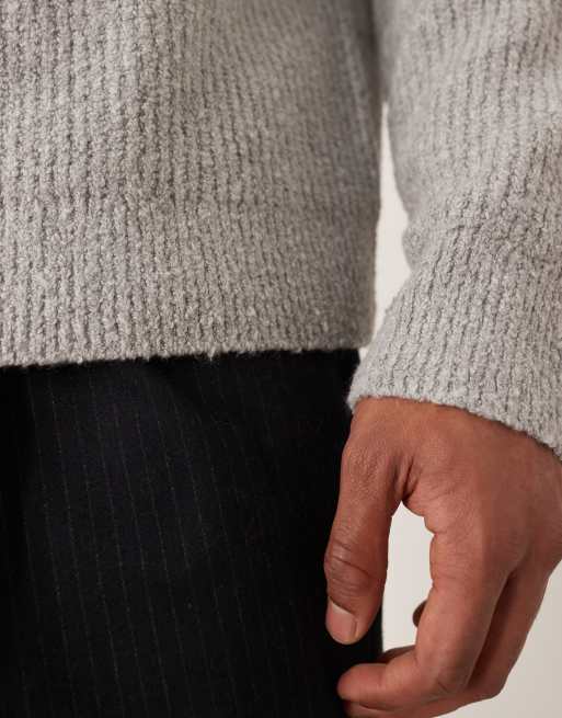ARKET - Maglione lavorato grigio mélange a coste ampie, 4 di 5
