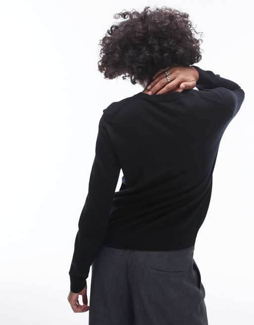 ARKET - Maglione nero in maglia sottile di lana merino, 3 di 4