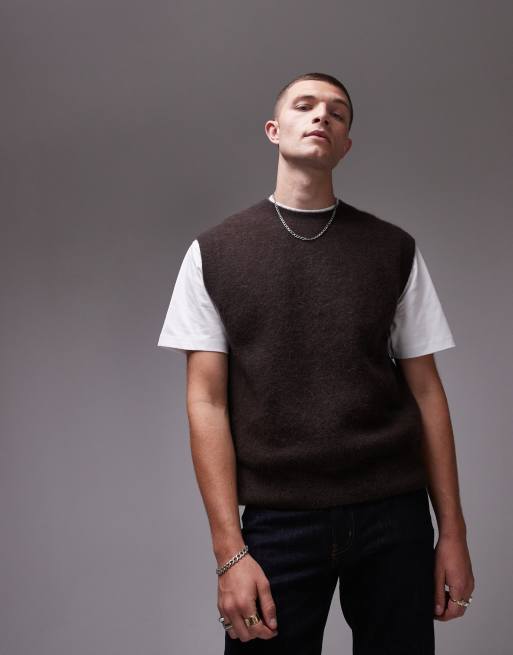 ARKET - Maglione senza maniche girocollo marrone in misto lana di alpaca