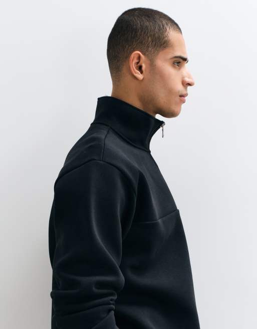 ARKET maglione sportivo a maniche lunghe con mezza zip nero, 4 di 5