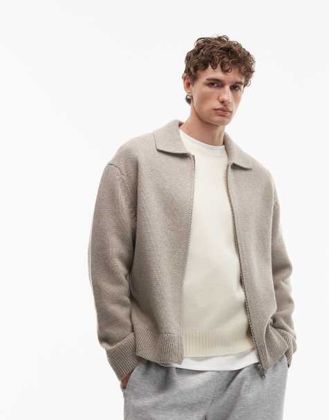 ARKET - Maglione stile polo oversize in pura lana color beige slavato con zip corta - view 1