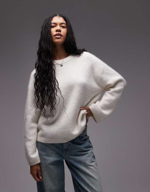ARKET - Maglione taglio comodo in misto lana di alpaca morbidissimo bianco sporco