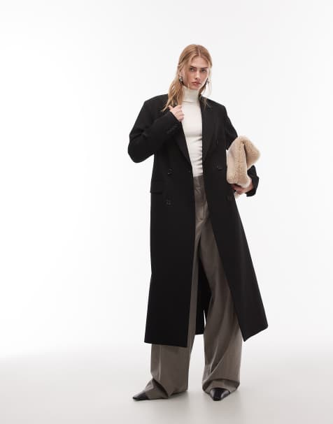 ARKET - Manteau long en laine mélangée à double boutonnage - Noir - view 1