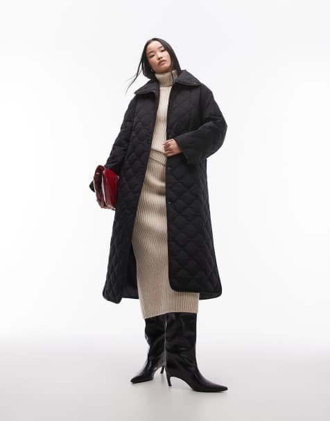 ARKET - Manteau matelassé oversize longueur mollet avec col montant et fentes latérales - Noir - view 1