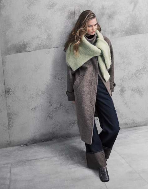 ARKET - Manteau mi-long oversize en laine et alpaga - Marron taupe foncé - view 1