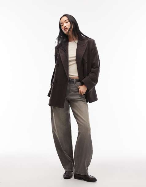 ARKET - Manteau style blazer en velours côtelé à double boutonnage - Marron - view 1