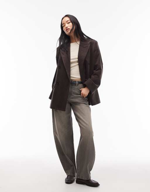 ARKET - Manteau style blazer en velours côtelé à double boutonnage - Marron, 4 de 4